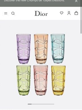 Dior Six-Piece Multicolor Cut Crystal Highball Glasses